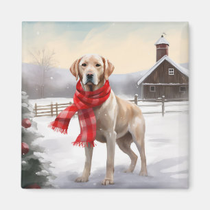 Aimant Chien du Labrador à Noël de neige