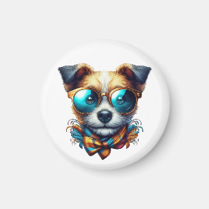 Aimant Chien Élégant Avec Des Lunettes Art De Compagnie M