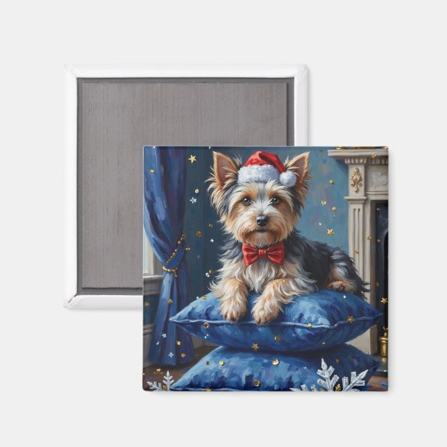 Aimant Chien élégant Biewer Terrier Velvet Noël (Recto/Verso)