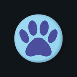 Aimant Chien Empreinte de patte Art En Bleu<br><div class="desc">Empreinte de patte de chien de dessin en bleu. version arrière - plan bleu clair. Magnets décoratifs minimalistes pour les maisons et les entreprises comme les animaleries. Idée cadeau pour les amoureux de les chiens.</div>