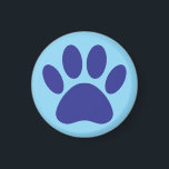 Aimant Chien Empreinte de patte Art En Bleu<br><div class="desc">Empreinte de patte de chien de dessin en bleu. version arrière - plan bleu clair. Magnets décoratifs minimalistes pour les maisons et les entreprises comme les animaleries. Idée cadeau pour les amoureux de les chiens.</div>