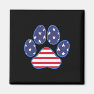 Aimant Chien Empreinte de patte Chat 4 juillet Drapeau Am