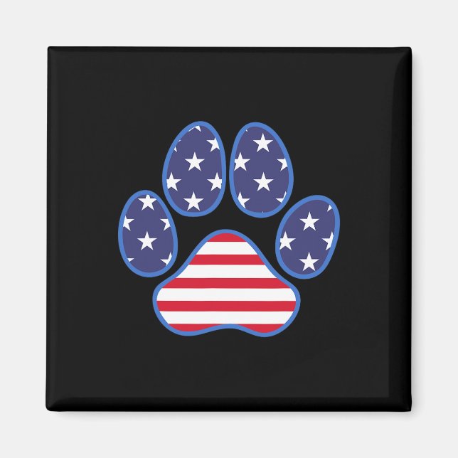 Aimant Chien Empreinte de patte Chat 4 juillet Drapeau Am (Devant)
