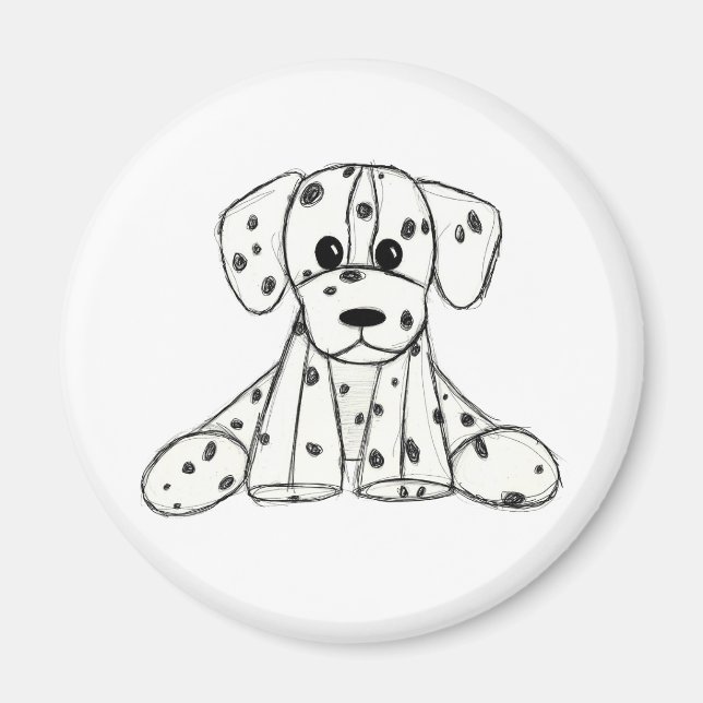 Aimant Chien en dalmate dessin simple noir (Devant)