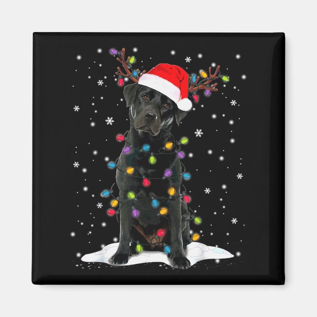 Aimant Chien en pyjama de Noël avec éclairage de sapin de (Devant)
