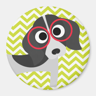 Aimant Chien en verres Vert Chevron Motif en bande