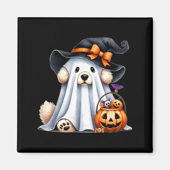 Aimant Chien fantôme d'Halloween (Devant)