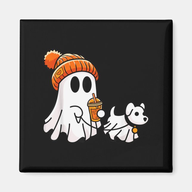 Aimant Chien fantôme drôle de costume d'Halloween (Devant)