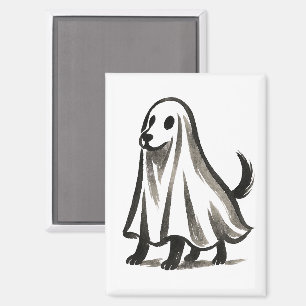 Aimant Chien fantôme en costume – Style d'encre d'Hallowe