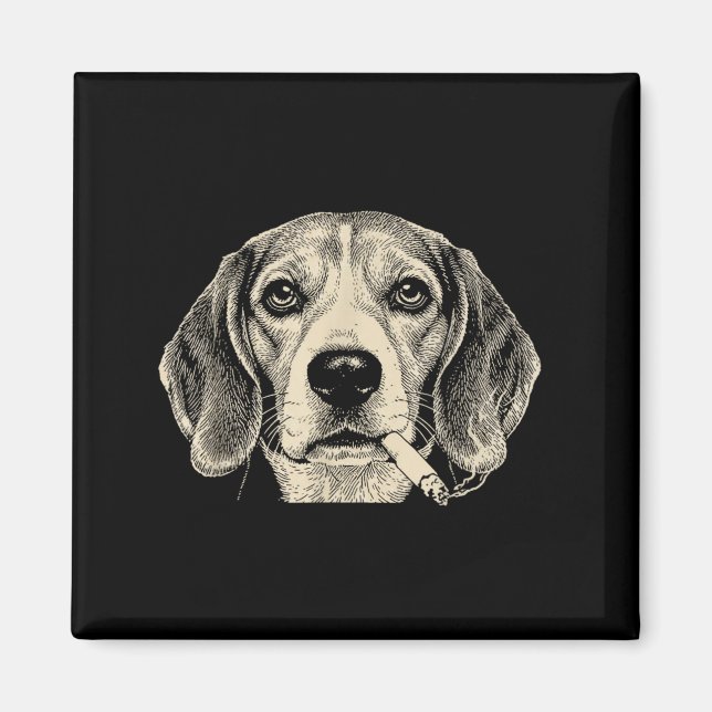 Aimant Chien fumant cigarette drôle beagle meme  (Devant)