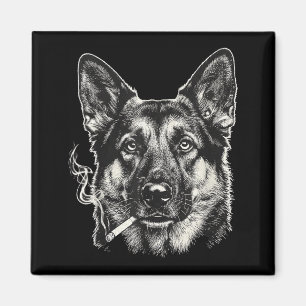 Aimant Chien fumant cigarette drôle mème berger allemand