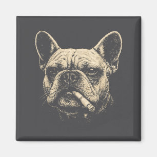 Aimant Chien fumant une cigarette drôle cool Bouledogue f