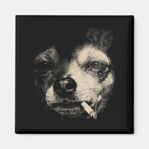 Aimant Chien fumant une cigarette Mème drôle de Chihuahua