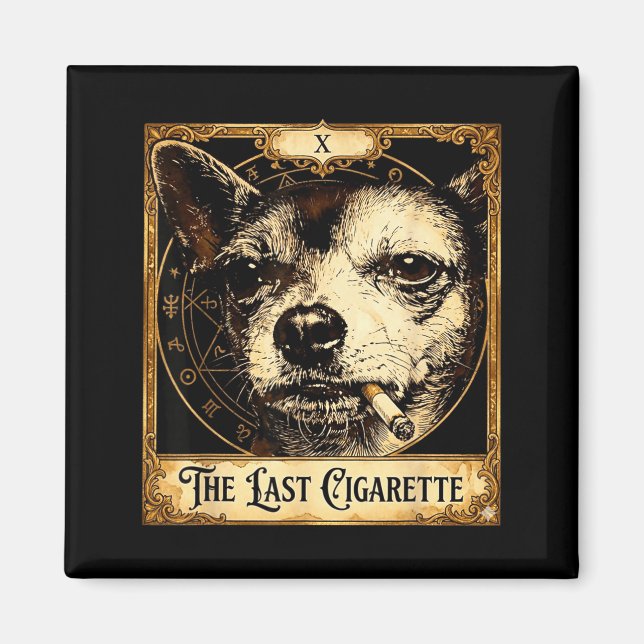 Aimant Chien fumant une cigarette mème drôle de chihuahua (Devant)
