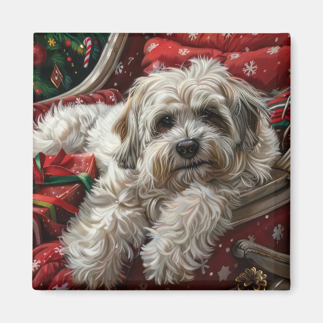Aimant Chien Havanais Noël Festif (Devant)