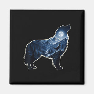 Aimant Chien hurlant forêt de montagne au clair de lune a