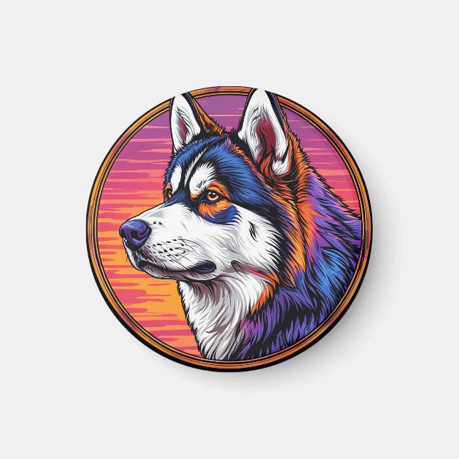 Aimant Chien Husky de Dessin Animé (Devant)