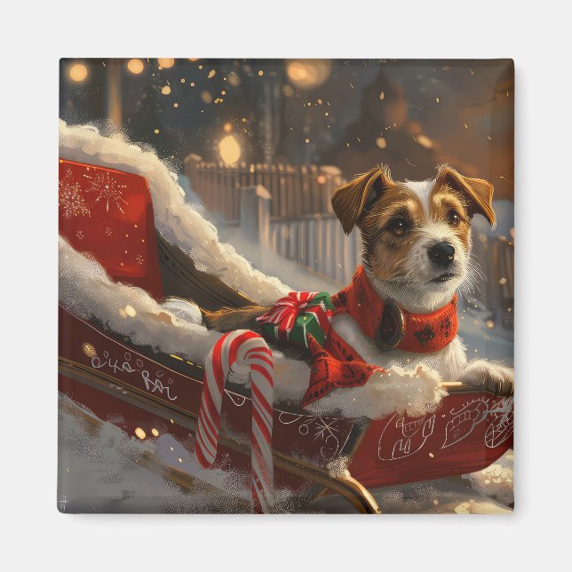 Aimant Chien Jack Russell Noël Festif (Devant)