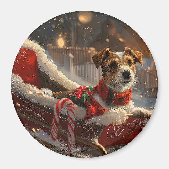 Aimant Chien Jack Russell Noël Festif (Devant)