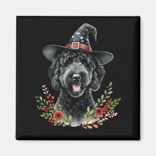 Aimant Chien Labradoodle noir Halloween aquarelle