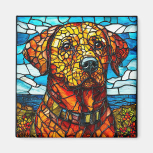 Aimant Chien labrador en verre coloré