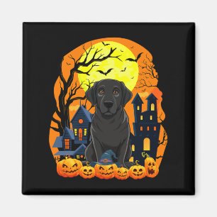 Aimant Chien Labrador Noir Avec Citrouilles Drôle Épouvan