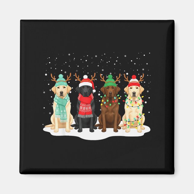 Aimant Chien Labrador noir de Noël Équipage correspondant (Devant)
