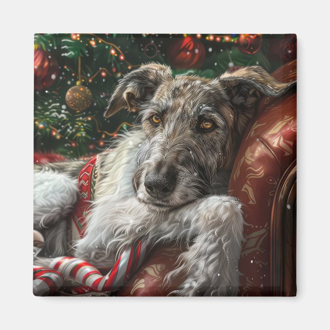 Aimant Chien Louveteau Noël Festif (Devant)