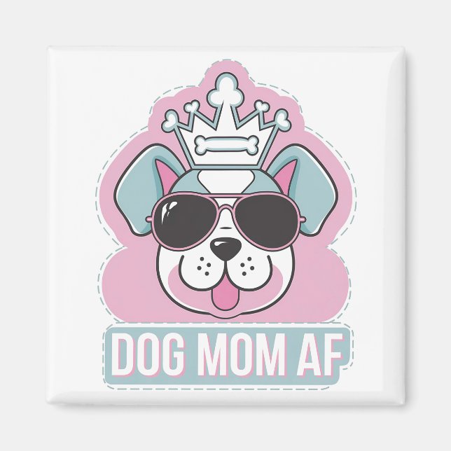 Aimant Chien Maman AF - Drôle Chien Maman Design (Devant)
