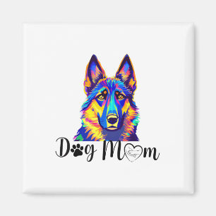 Aimant Chien Maman Cool Coloré Allemand Berger Coeur Paw