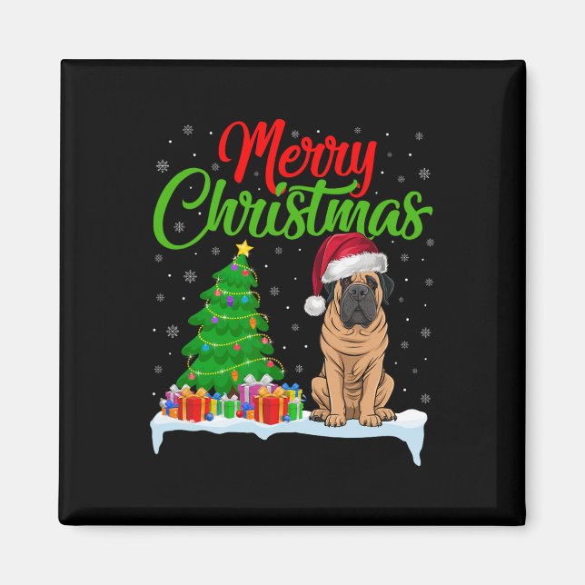Aimant Chien Mastiff Noël Arbre Lumières Noël Chien Masti (Devant)