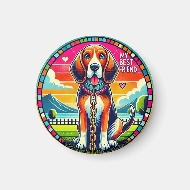 Aimant Chien Mignon Cadeau Frigo Décoration Amateu (Devant)