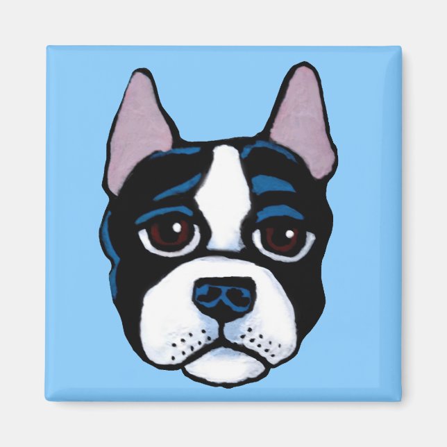 Aimant Chien mignon, chiot Boston Bull Terrier (Devant)