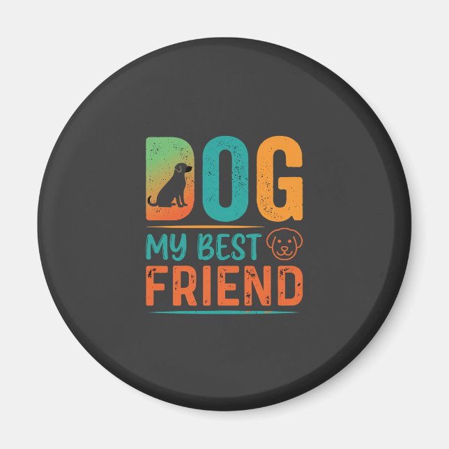 Aimant Chien Mon Meilleur Ami Design Rétro (Devant)
