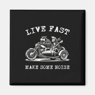 Aimant Chien Monte Moto Et Chat Jouer Guitare Punk