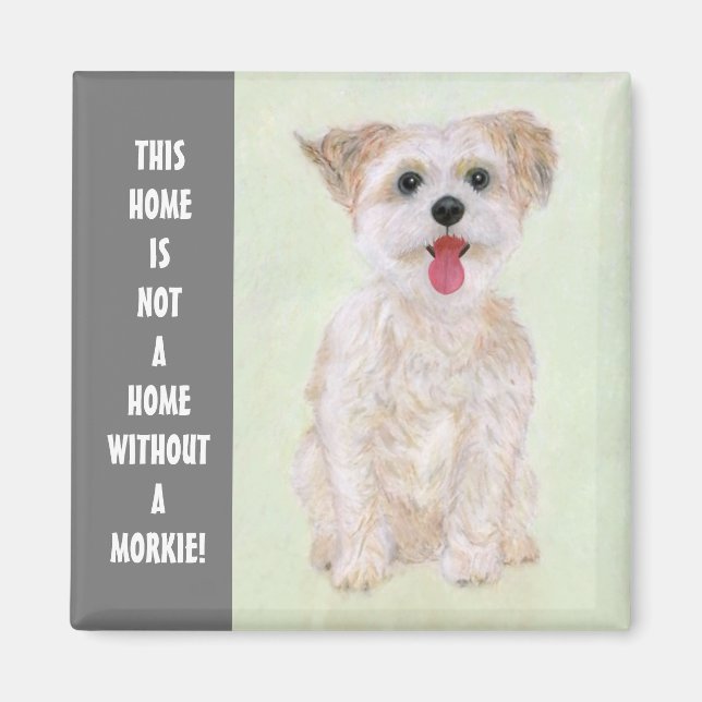 Aimant Chien Morkie Avec Texte (Devant)