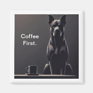 Aimant Chien Noir Café D'abord