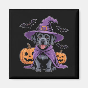 Aimant Chien noir mignon sorcière Halloween citrouilles e