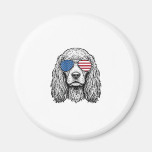 Aimant Chien Patriotique avec Lunettes de Soleil Drapeau
