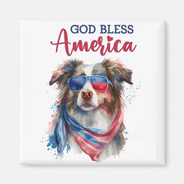 Aimant Chien Patriotique-Bergers Australien (Devant)