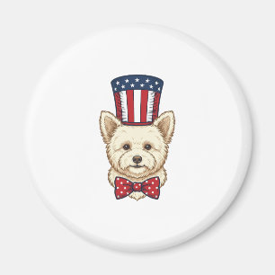 Aimant Chien patriotique chapeau haut de forme vintage ve