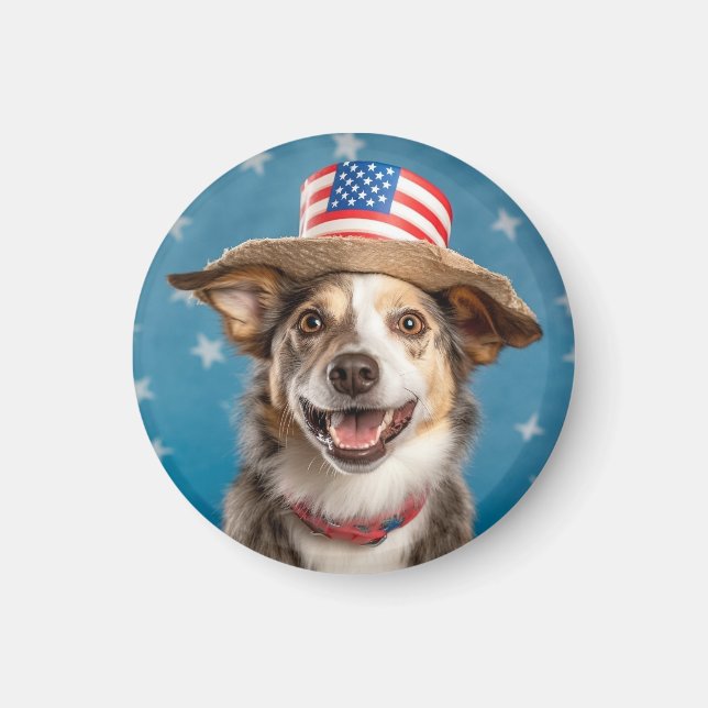 Aimant Chien patriotique citoyen de style américain votan (Devant)