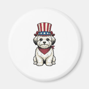 Aimant Chien Patriotique Gravure Vintage Design Vectoriel