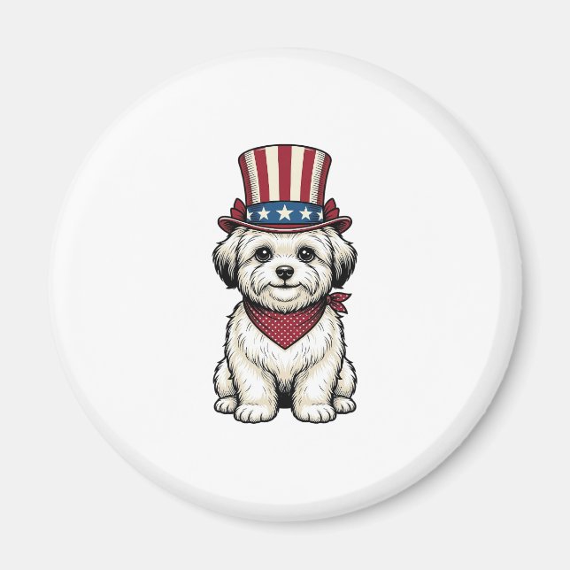 Aimant Chien Patriotique Gravure Vintage Design Vectoriel (Devant)
