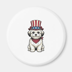 Aimant Chien Patriotique Gravure Vintage Design Vectoriel