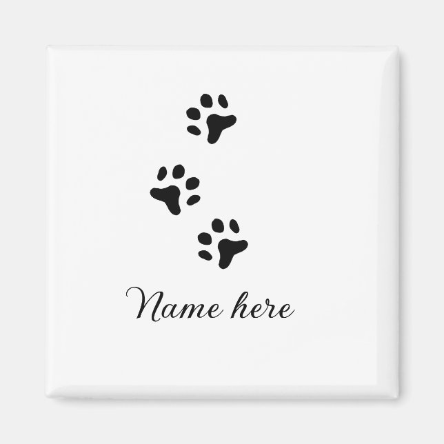 Aimant Chien patte noir animal ajouter nom texte animal p (Devant)