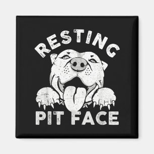Aimant Chien Pitbull au repos visage de pit humour sarcas