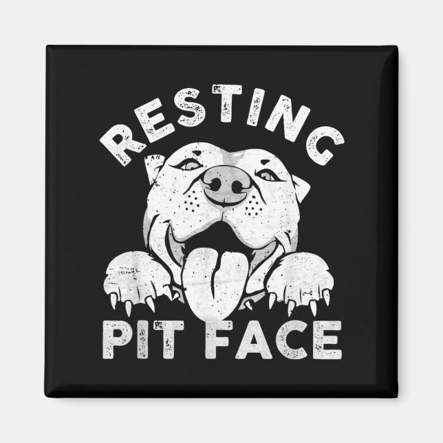 Aimant Chien Pitbull au repos visage de pit humour sarcas (Devant)
