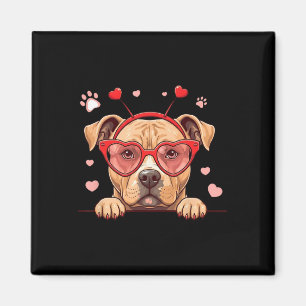 Aimant Chien Pitbull Drôle Cœur Tête Saint-Valentin Femme