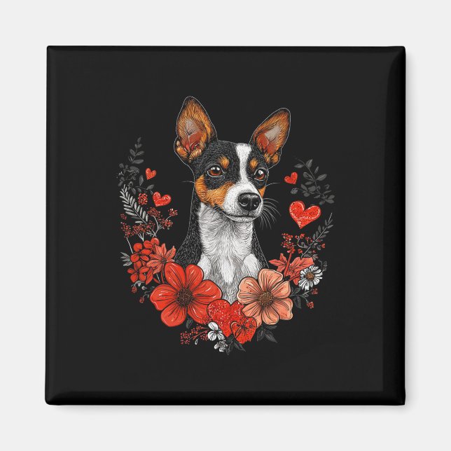 Aimant Chien Rat Terrier de la Saint-Valentin  (Devant)
